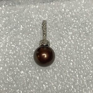 Faux Pearl With 4 real Diamond Silver Pendant